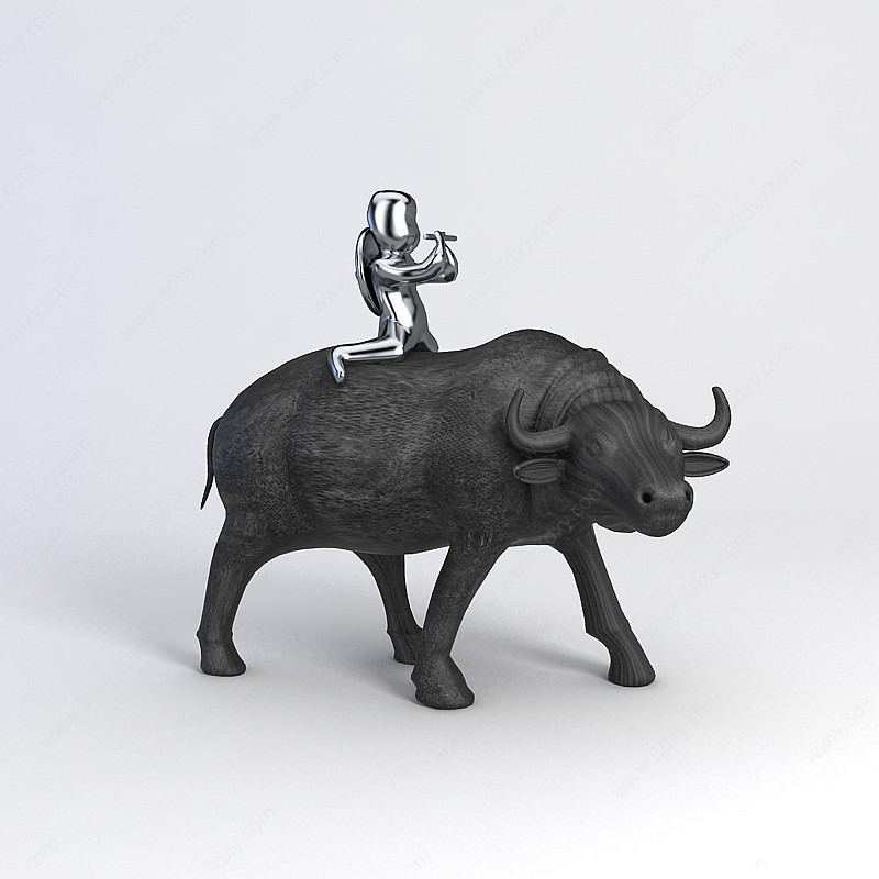 牧童放牛摆件3D模型