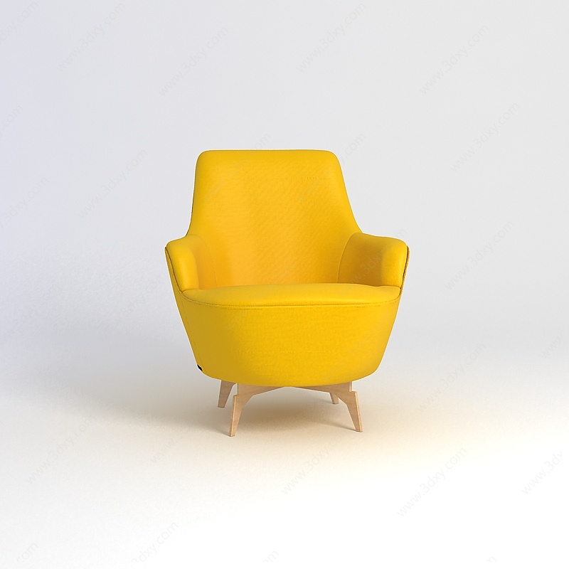 时尚黄色沙发椅3D模型
