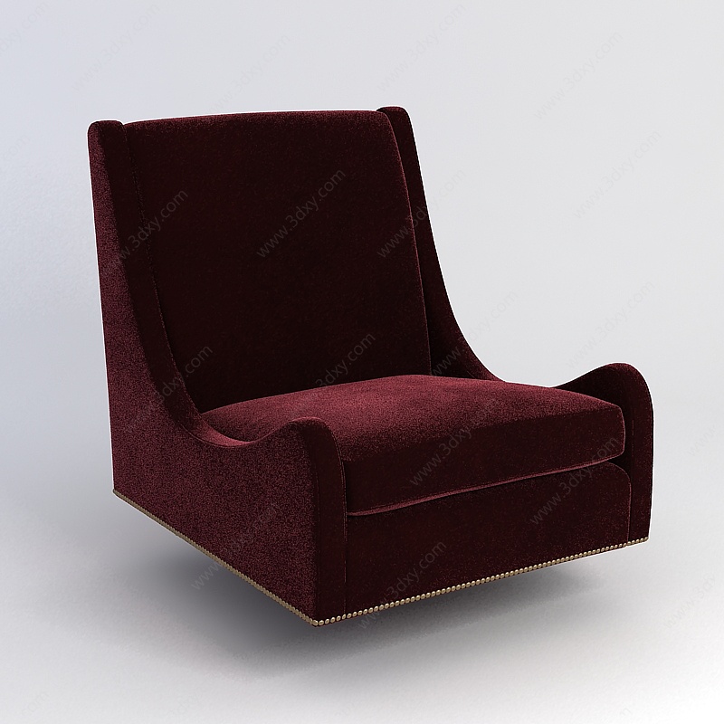 酒红色懒人沙发3D模型