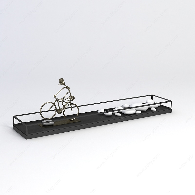 自行车鹅卵石工艺品3D模型