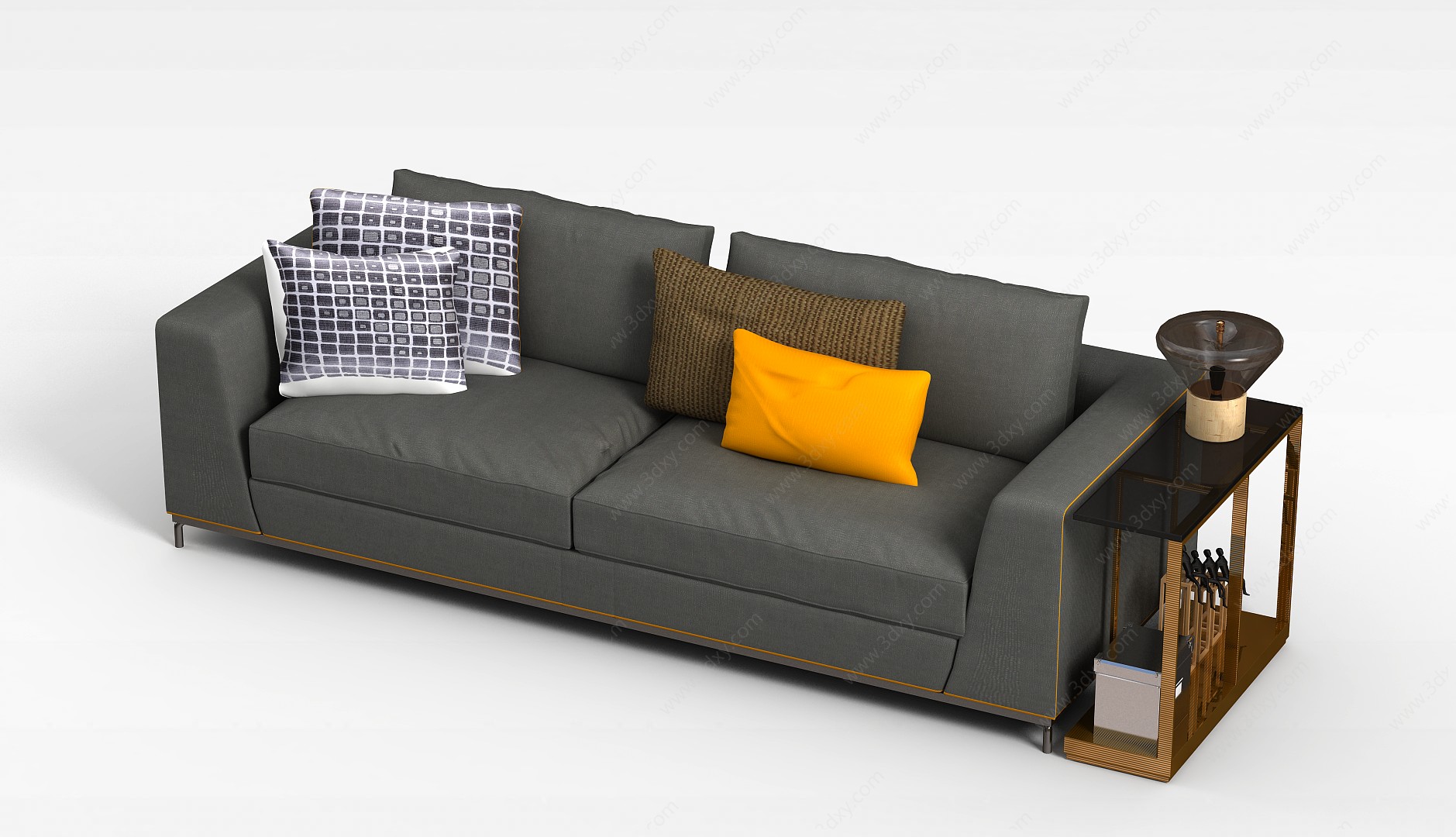 现代沙发边柜组合3D模型