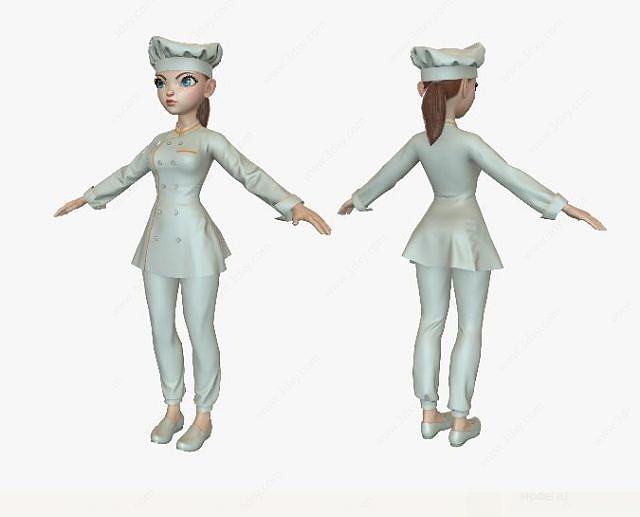 卡通美女厨师3D模型