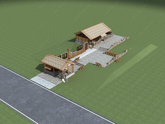 茅草屋3D模型