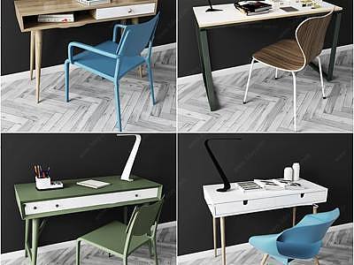 北欧书桌椅3D模型
