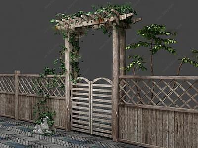 实木篱笆3D模型