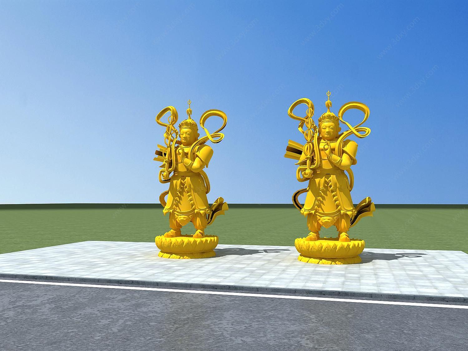 托塔天王雕塑3D模型