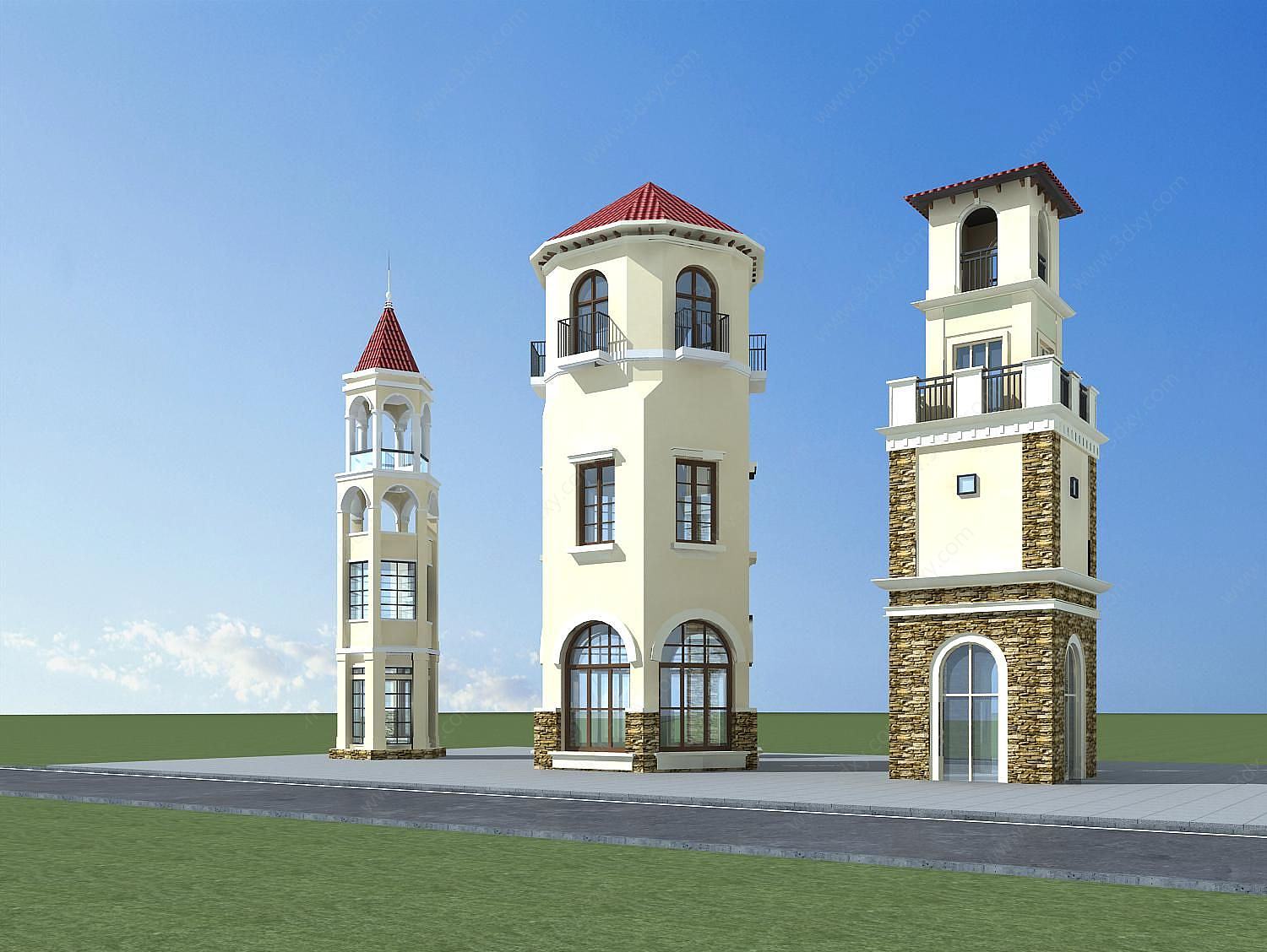 欧式建筑塔楼3D模型