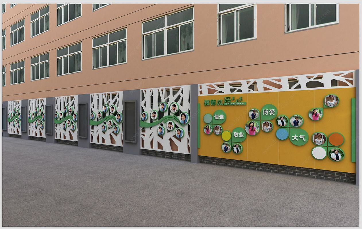 学校文化墙3D模型