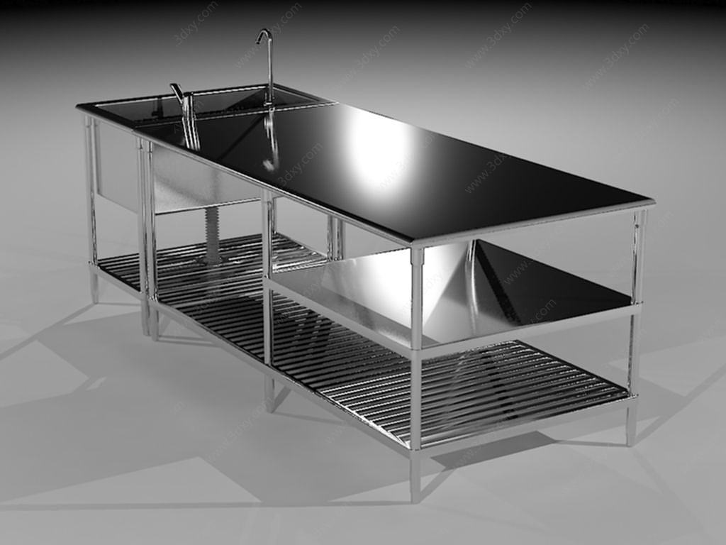 厨房不锈钢工作台3D模型