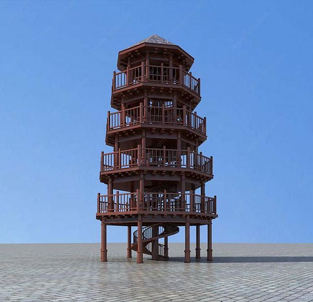 观景台眺望塔3D模型