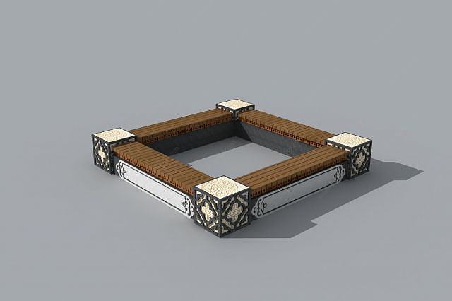 精致中式坐凳树池3D模型