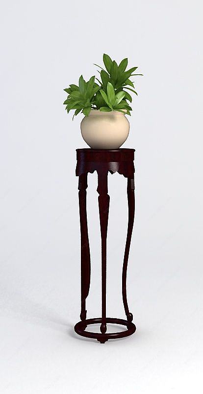 圆形角几花瓶绿植3D模型