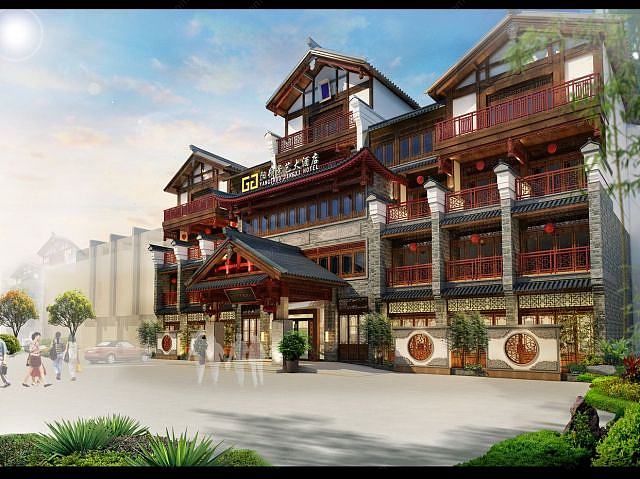 高大尚中式酒店3D模型