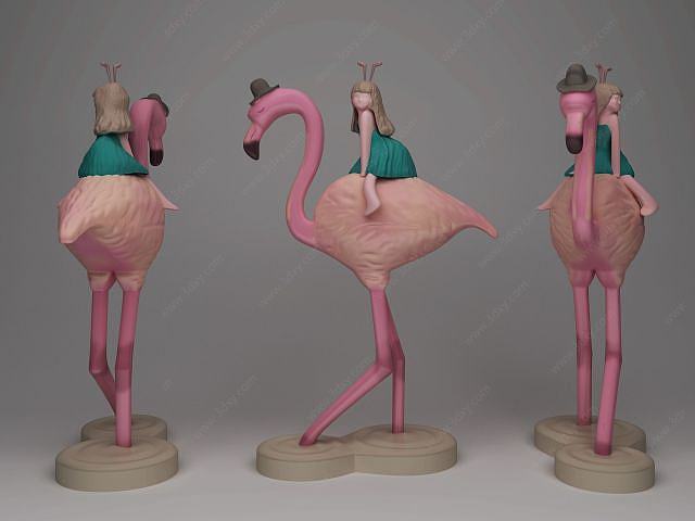 北欧摆件粉色火烈鸟3D模型