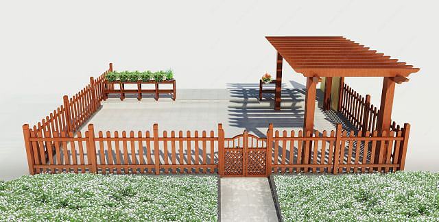 木护栏3D模型