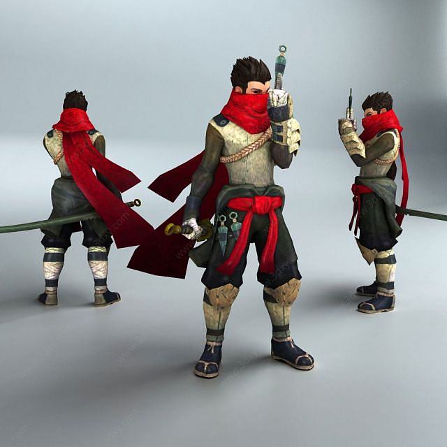 男性轻甲忍者3D模型