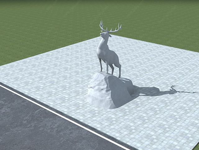 雄鹿雕塑3D模型
