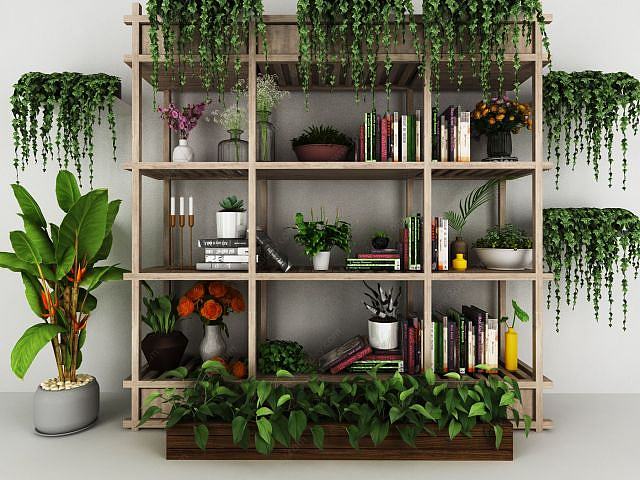 现代植物装饰架绿植盆栽3D模型
