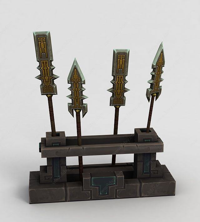 魔兽世界游戏兵器3D模型