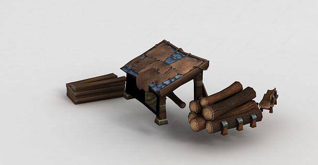 魔兽世界游戏木材木屋3D模型