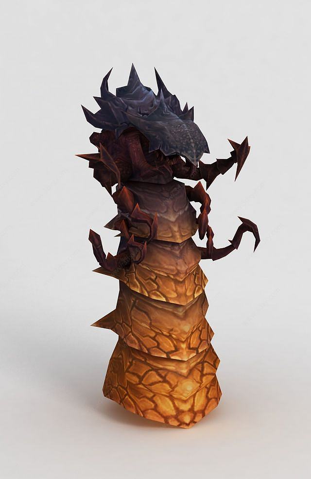 魔兽世界龙造型石柱3D模型