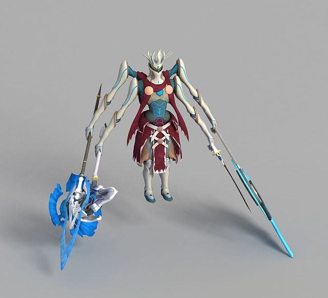 游戏四臂人物形象3D模型
