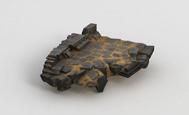 手绘写实石头地面3D模型