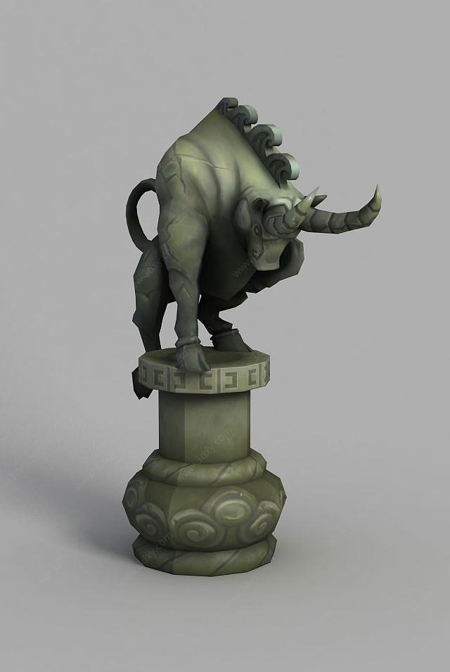 魔兽世界牛装饰石柱3D模型