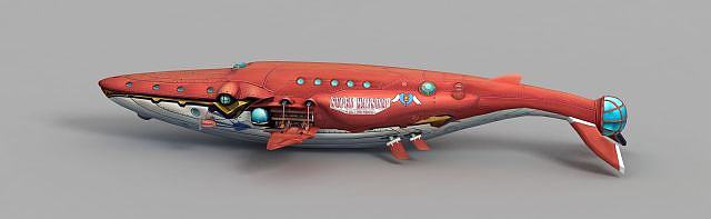 鲸鱼潜艇动漫场景3D模型