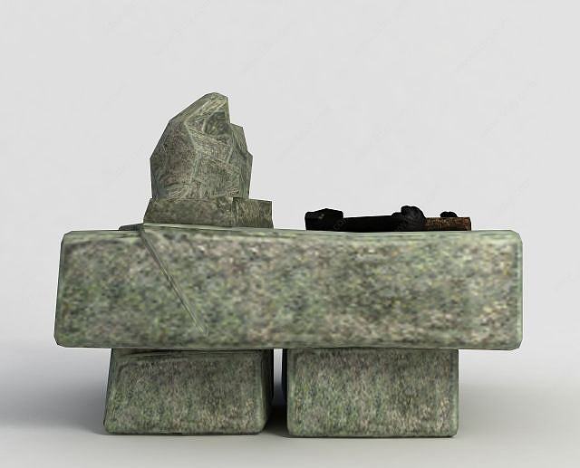 洪荒游戏石头桌子3D模型