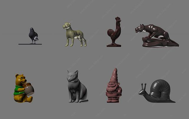 现代石膏小动物装饰物3D模型