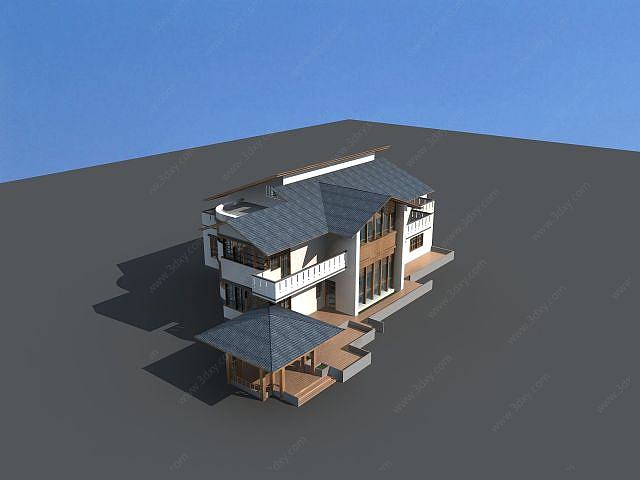 独栋古建别墅3D模型