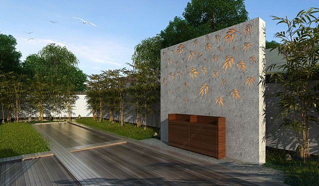 中式别墅院落景观3D模型
