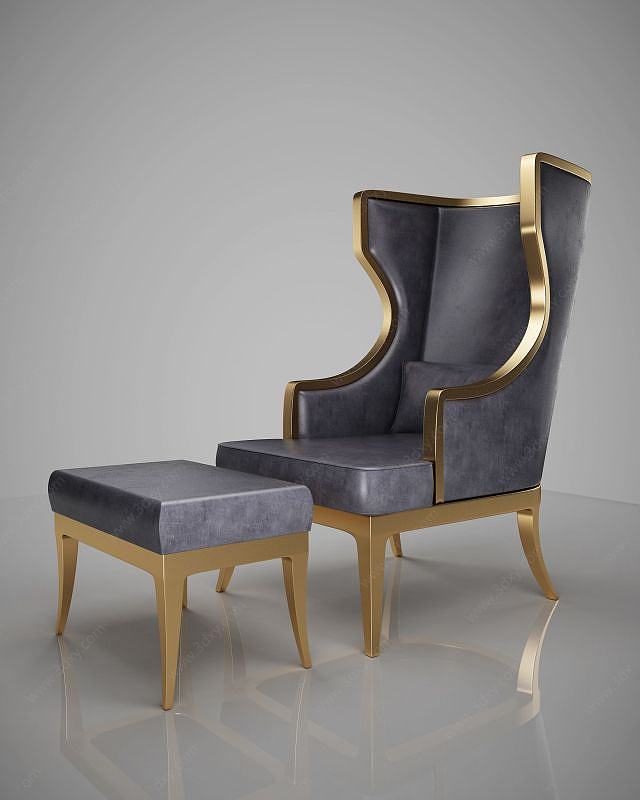 美式单人沙发3D模型