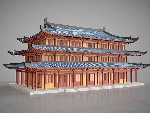 中国传统古建筑建筑外观3D模型