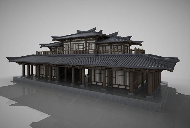 古建阁楼古建中国传统建筑3D模型