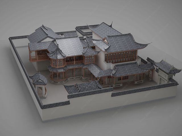 古建筑院子群落3D模型