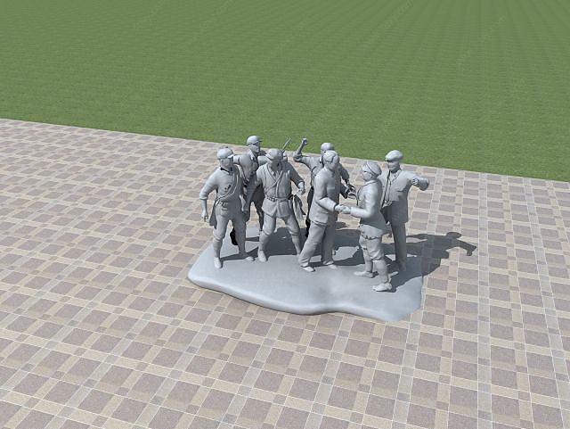 红军雕塑景观3D模型