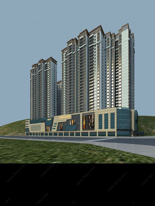 小区高楼建筑3D模型