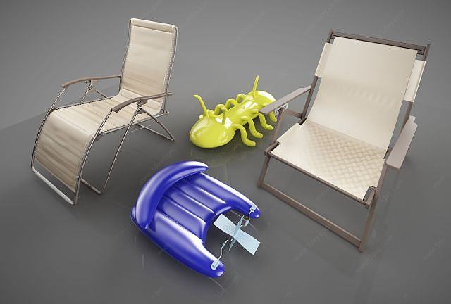 户外沙滩椅3D模型