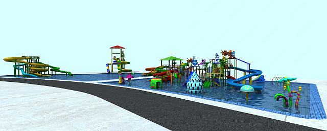 大型滑梯水上乐园设施3D模型