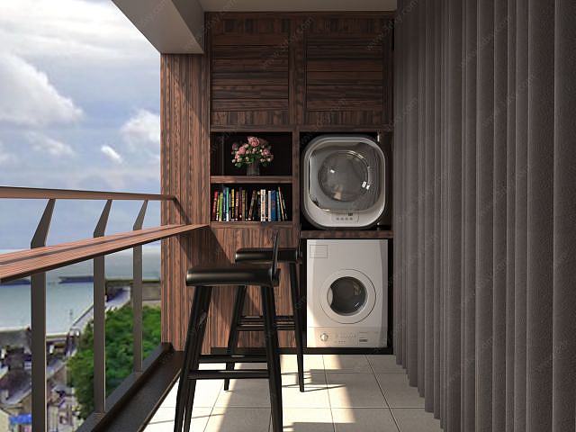 阳台洗衣机柜3D模型