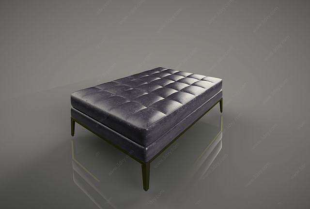 皮质沙发长凳3D模型