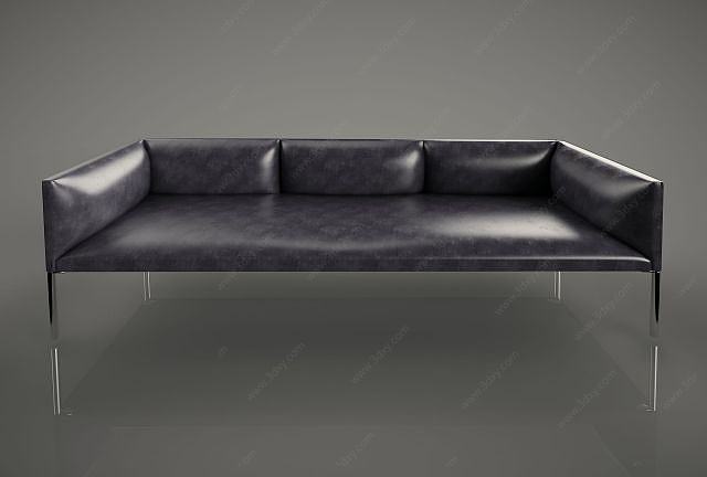 现代三人皮沙发3D模型