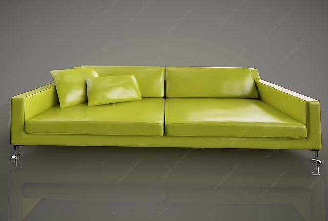 现代绿色皮沙发3D模型