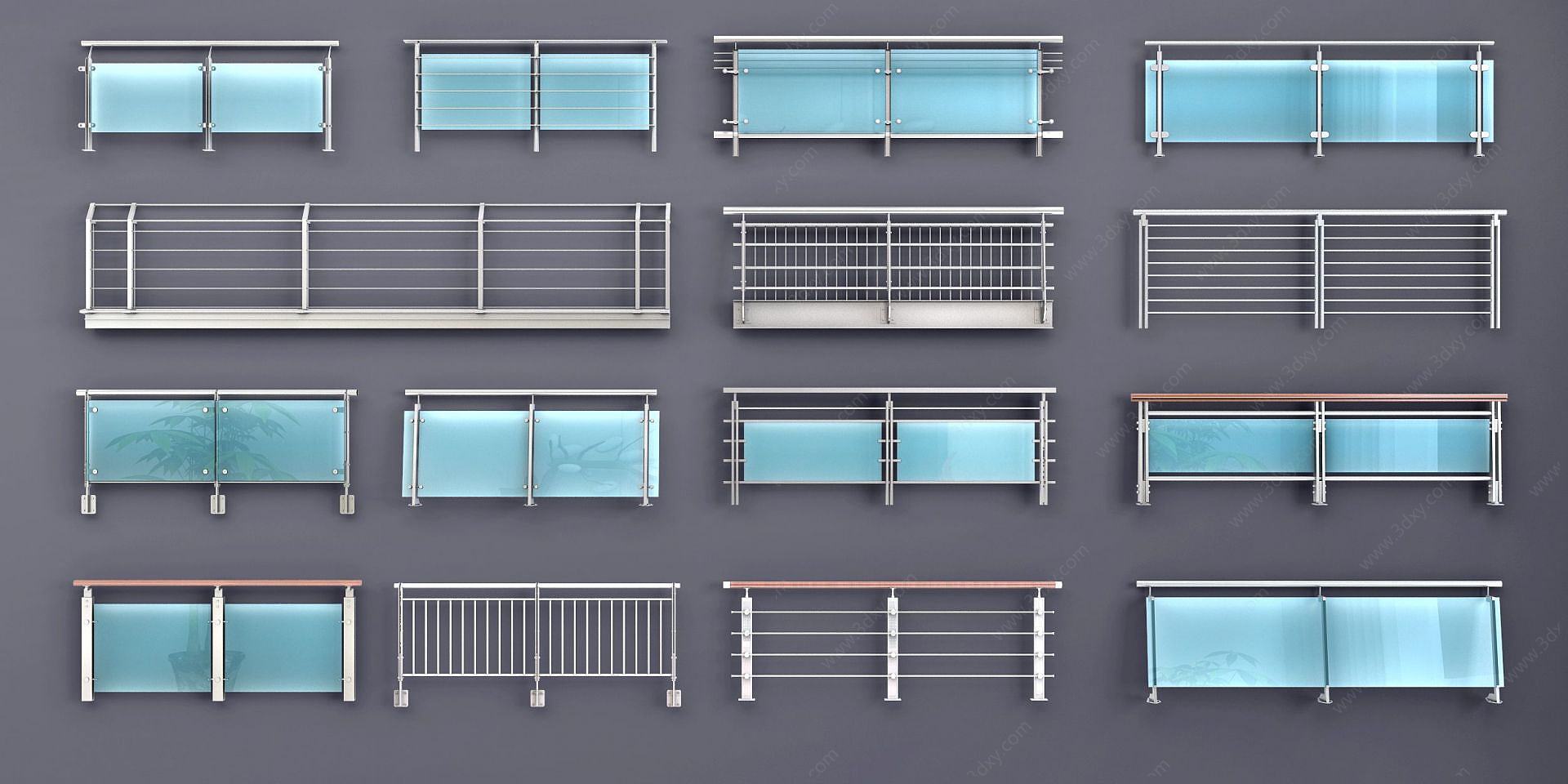 玻璃栏杆护栏扶手3D模型