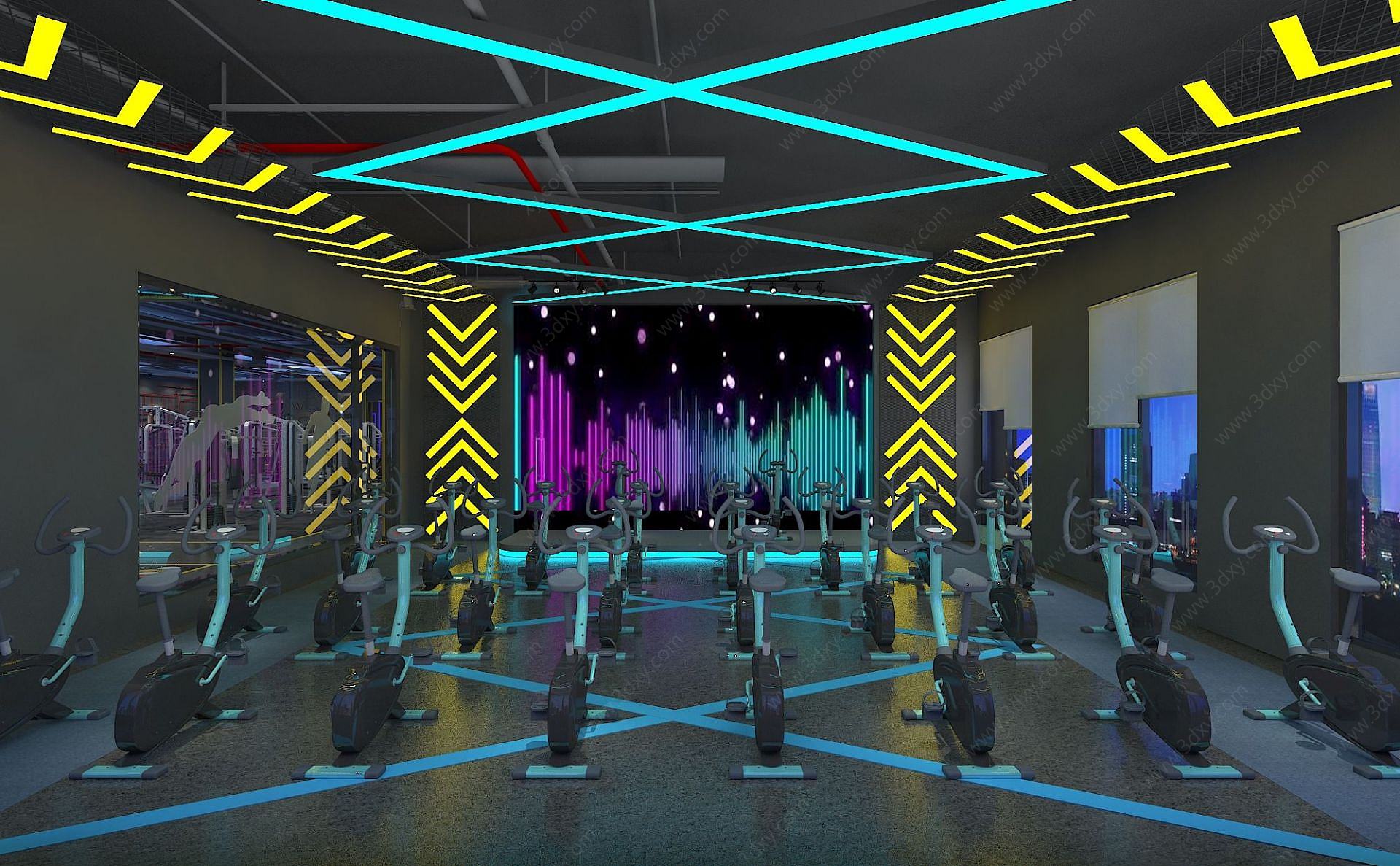 动感单车房健身房3D模型