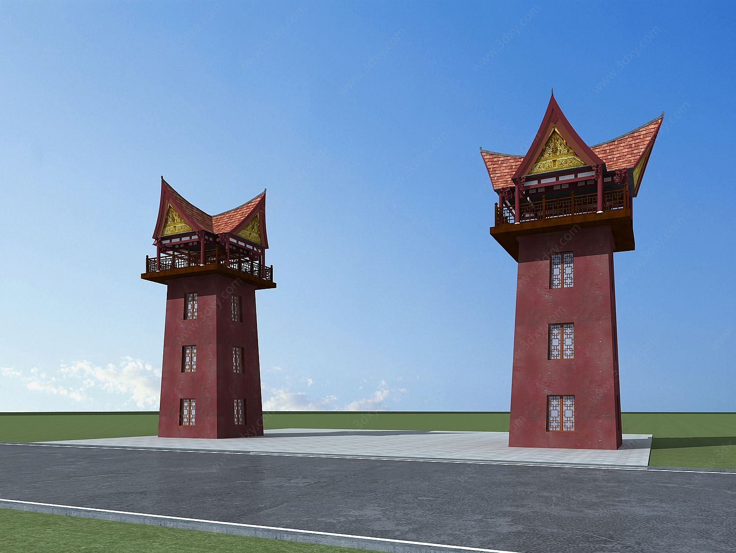 彝族塔楼3D模型