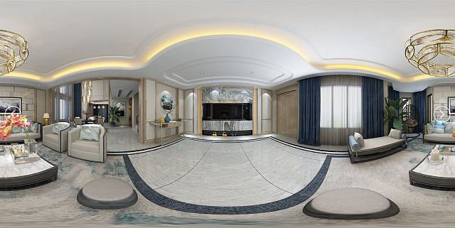 新中式别墅客厅3D模型