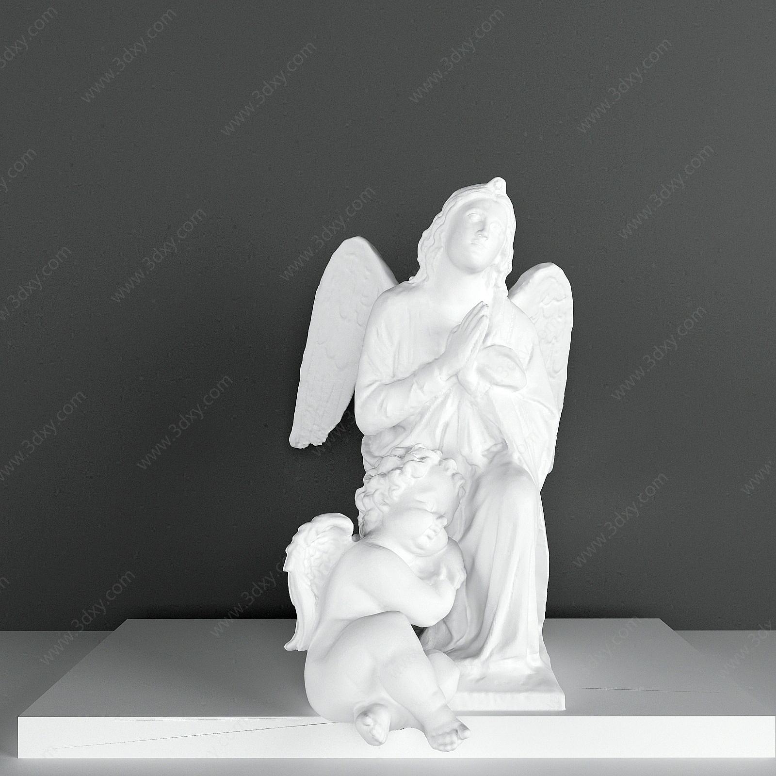 石膏天使人物雕像3D模型